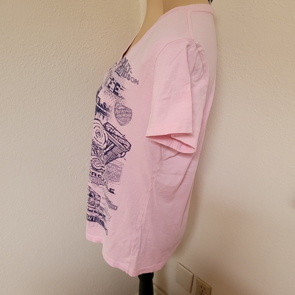 Harley Davidson Museum Milwaukee Pink V Neck Tee - Picture 5 of 5